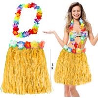 Parti Aksesuar Hawaii Luau Aloha Sarı Püsküllü 50 cm Etek ve Hawaii Kolye Seti