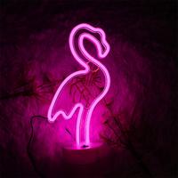 Pembe Flamingo Model Neon Led Işıklı Masa Lambası Dekoratif Aydınlatma Gece Lambası