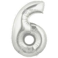 Şekilli Supershape Silver Rakam Folyo Balon 6 Numara