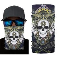 Siyah Renk Üzeri Likralı Beyaz Kafatası Kuru Kafa Baskılı Baf Buff Bandana 28x45 cm