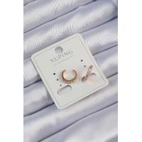 Xuping Rose Renk Zirkon Taşlı Ay Görünümlü Earcuff Küpe - TJ-BKP9412