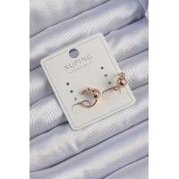 Xuping Rose Renk Zirkon Taşlı Bombeli Topçuk Earcuff Küpe - TJ-BKP9422